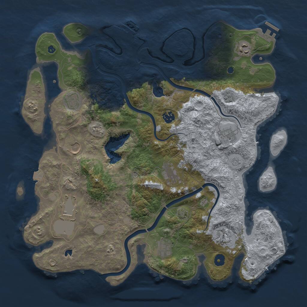 Rust Map: Procedural Map, Size: 4000, Seed: 5833785, 16 Monuments