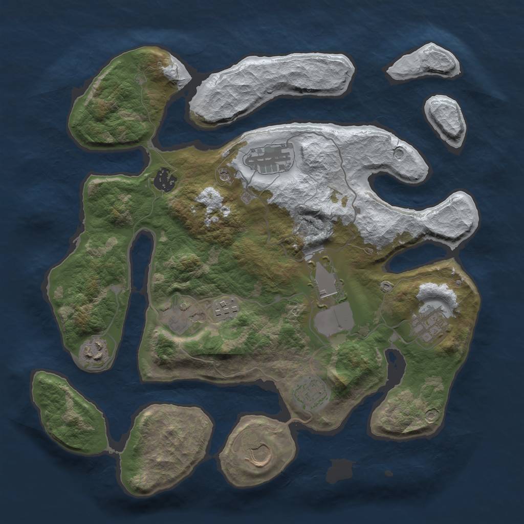 Rust Map: Barren, Size: 3500, Seed: 1534862, 12 Monuments