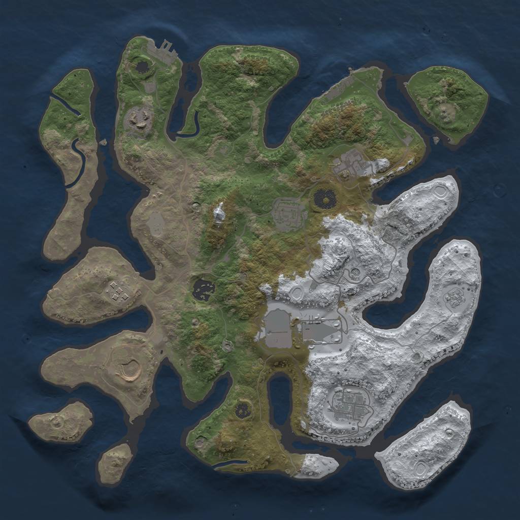 Rust Map: Procedural Map, Size: 3550, Seed: 901486, 17 Monuments