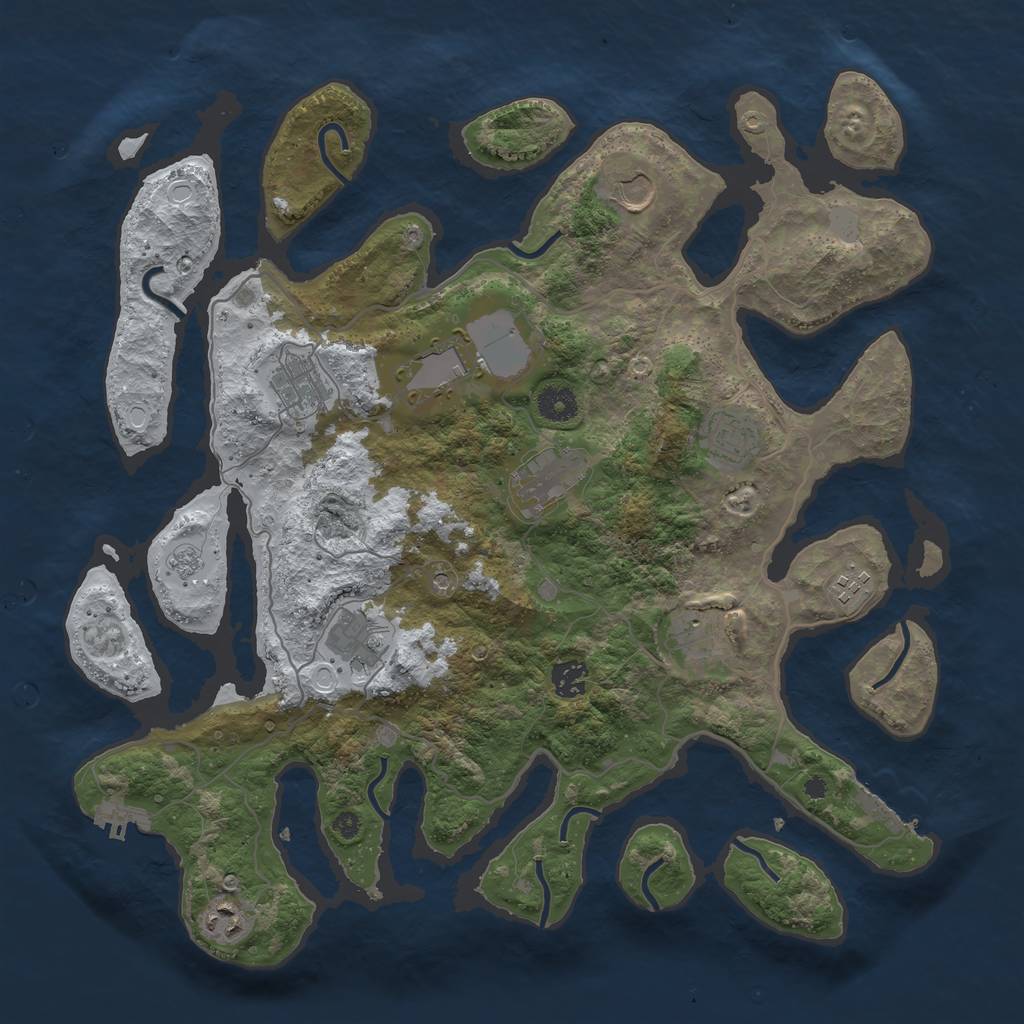 Rust Map: Procedural Map, Size: 4000, Seed: 4768200, 19 Monuments