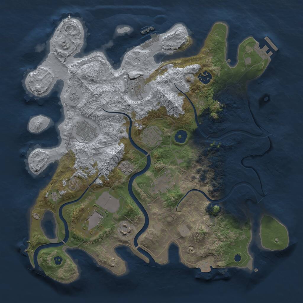 Rust Map: Procedural Map, Size: 3550, Seed: 2283351, 14 Monuments