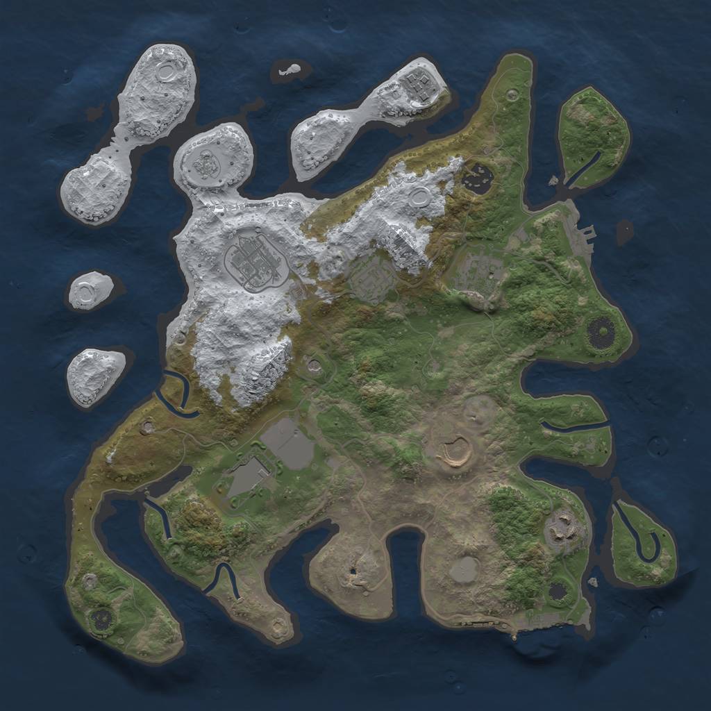 Rust Map: Procedural Map, Size: 3550, Seed: 2283351, 17 Monuments