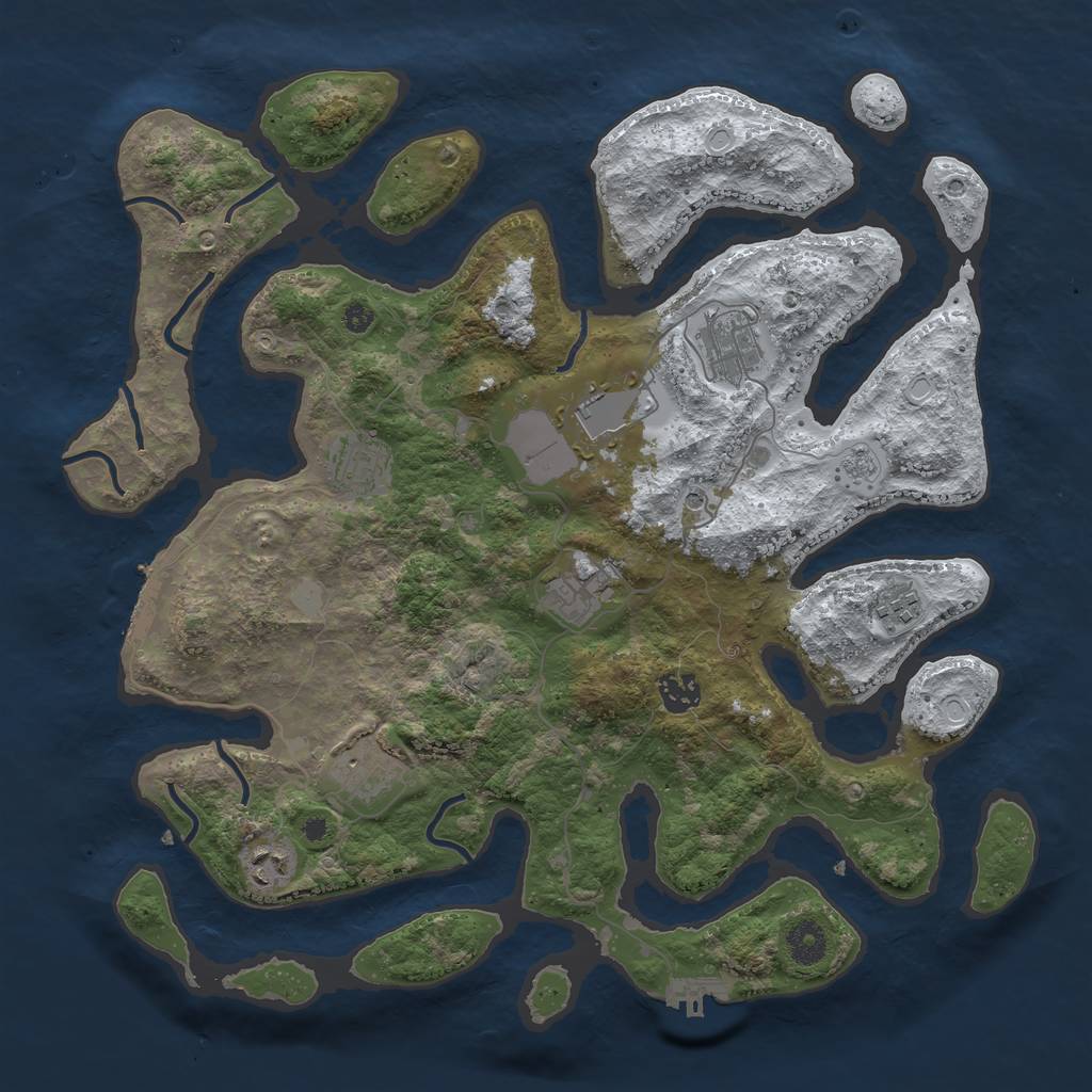 Rust Map: Procedural Map, Size: 3850, Seed: 1165220643, 17 Monuments