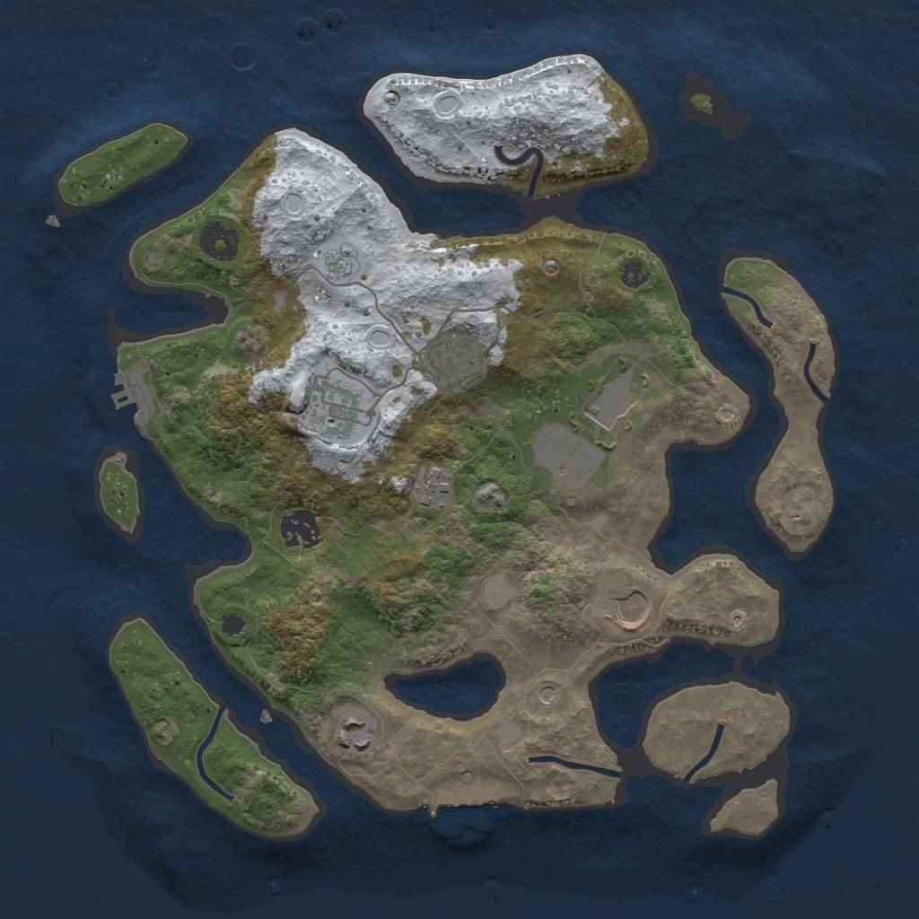 Rust Map: Procedural Map, Size: 3500, Seed: 176366, 16 Monuments