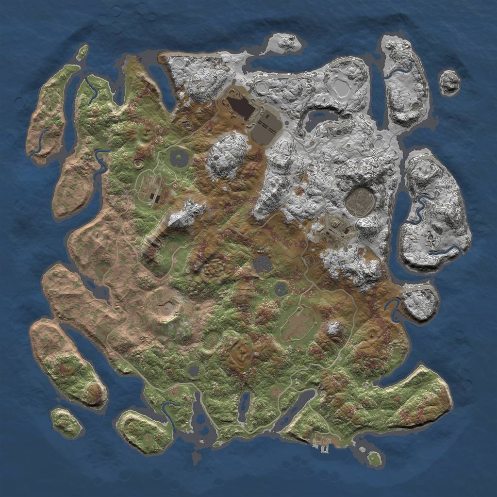 Rust Map: Procedural Map, Size: 4000, Seed: 1234567890, 12 Monuments