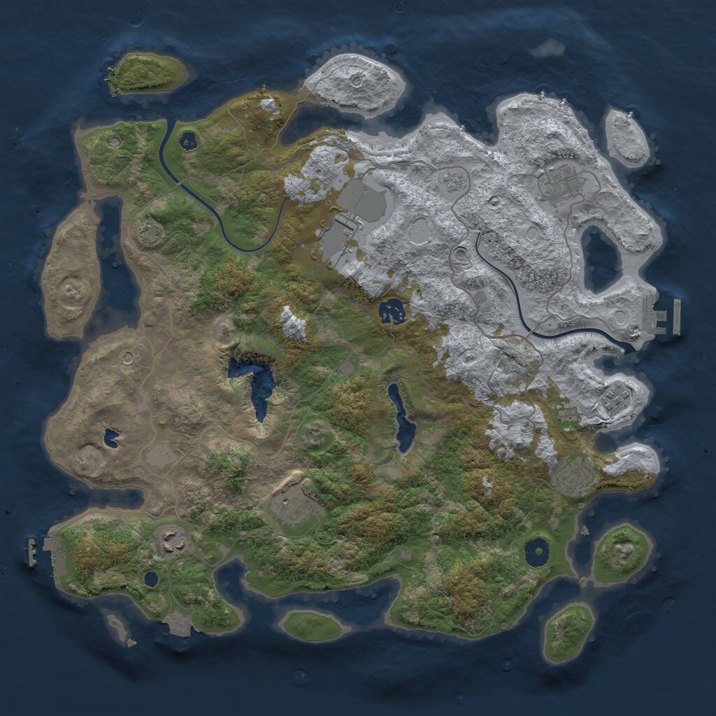 Rust Map: Procedural Map, Size: 4000, Seed: 1234567890, 13 Monuments