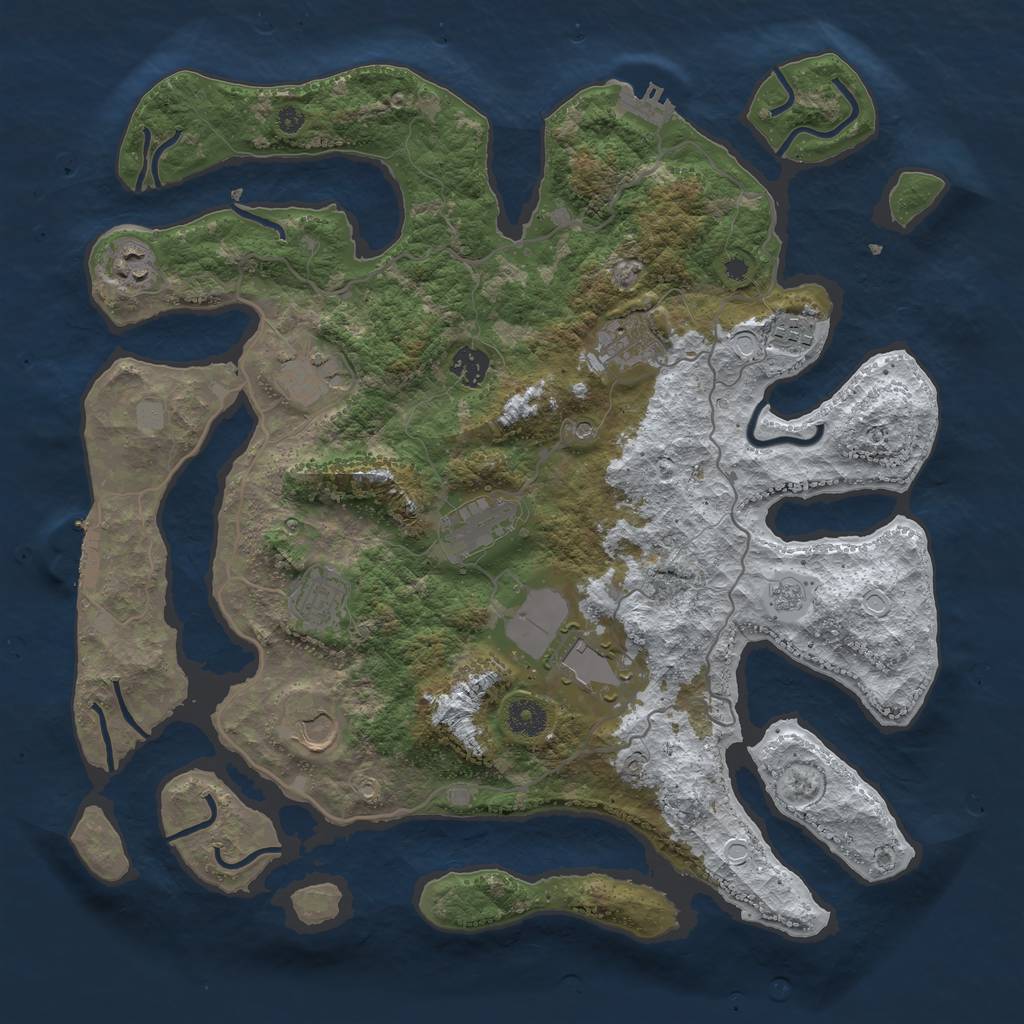 Rust Map: Procedural Map, Size: 4000, Seed: 6079697, 18 Monuments