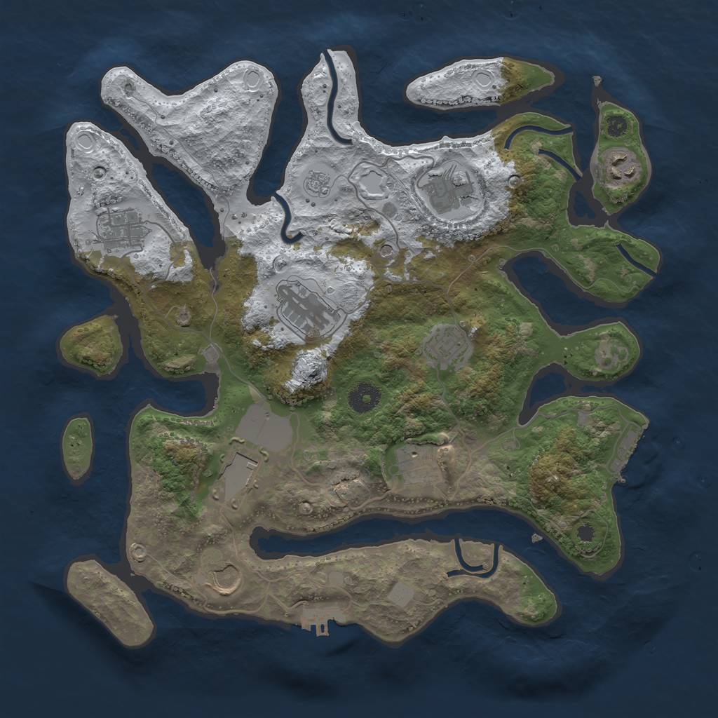 Rust Map: Procedural Map, Size: 3550, Seed: 3288962, 17 Monuments