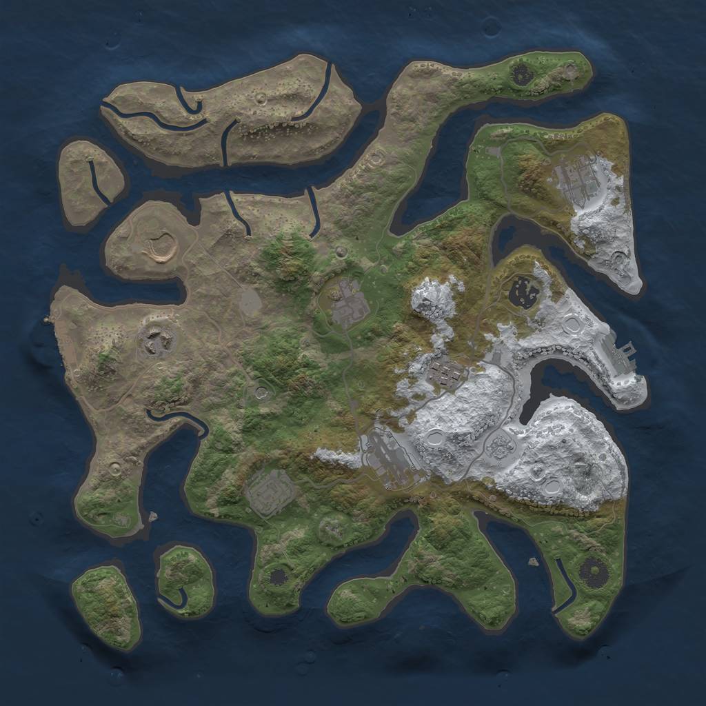 Rust Map: Procedural Map, Size: 3550, Seed: 2030362, 17 Monuments
