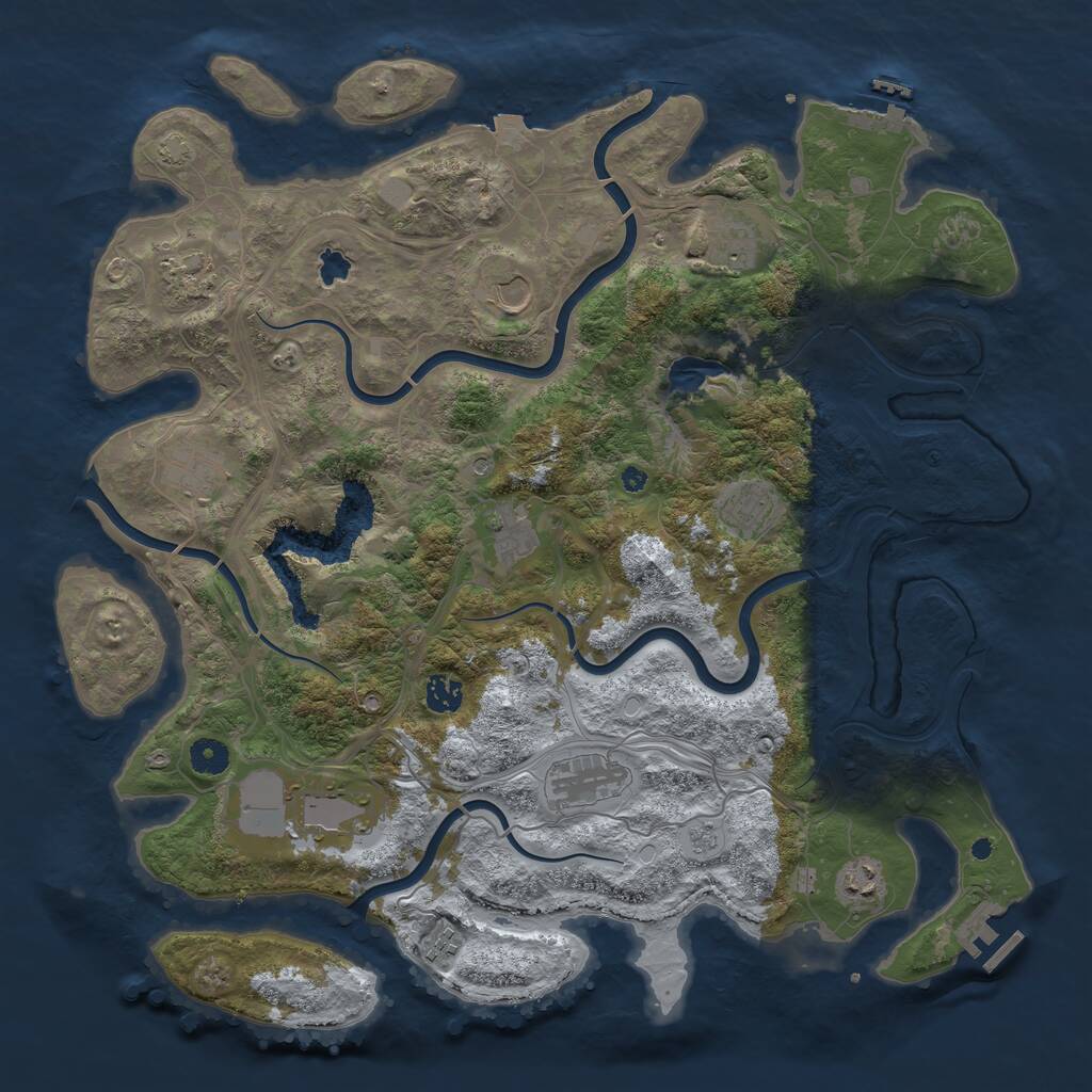 Rust Map: Procedural Map, Size: 4300, Seed: 1110769756, 17 Monuments