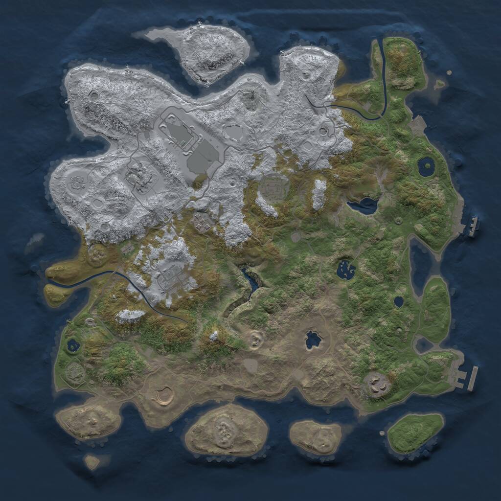 Rust Map: Procedural Map, Size: 4000, Seed: 2187504, 14 Monuments