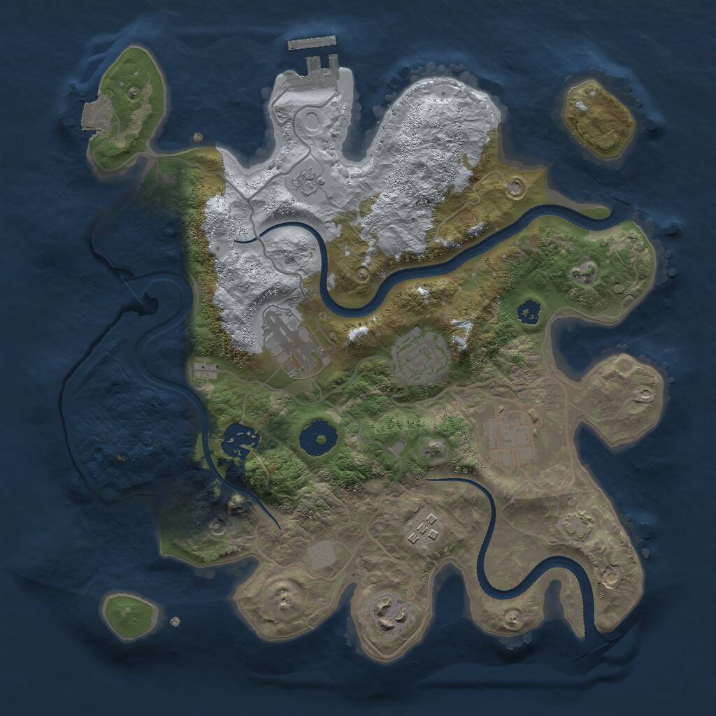 Rust Map: Procedural Map, Size: 3000, Seed: 1897776715, 11 Monuments