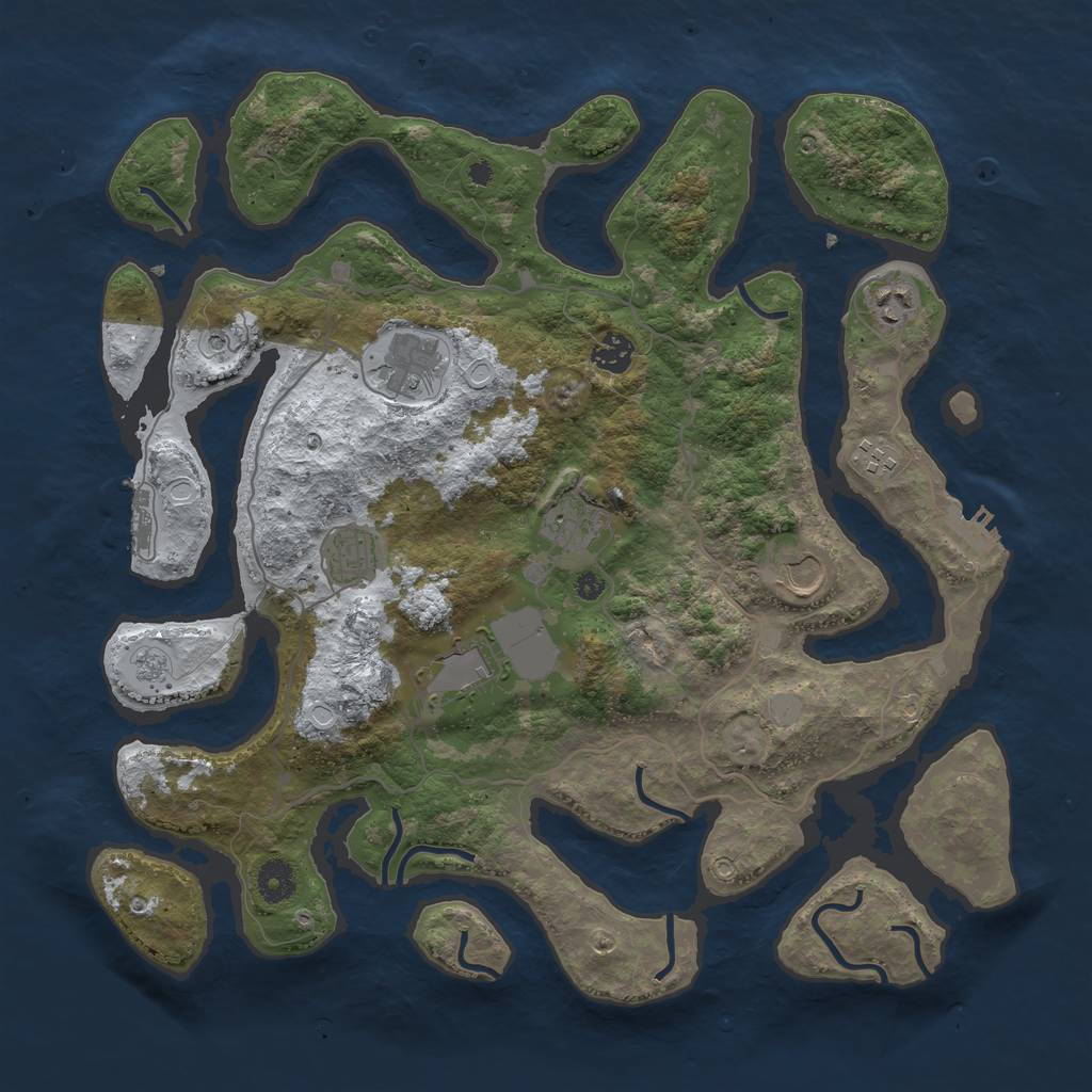 Rust Map: Procedural Map, Size: 4000, Seed: 2557385, 17 Monuments