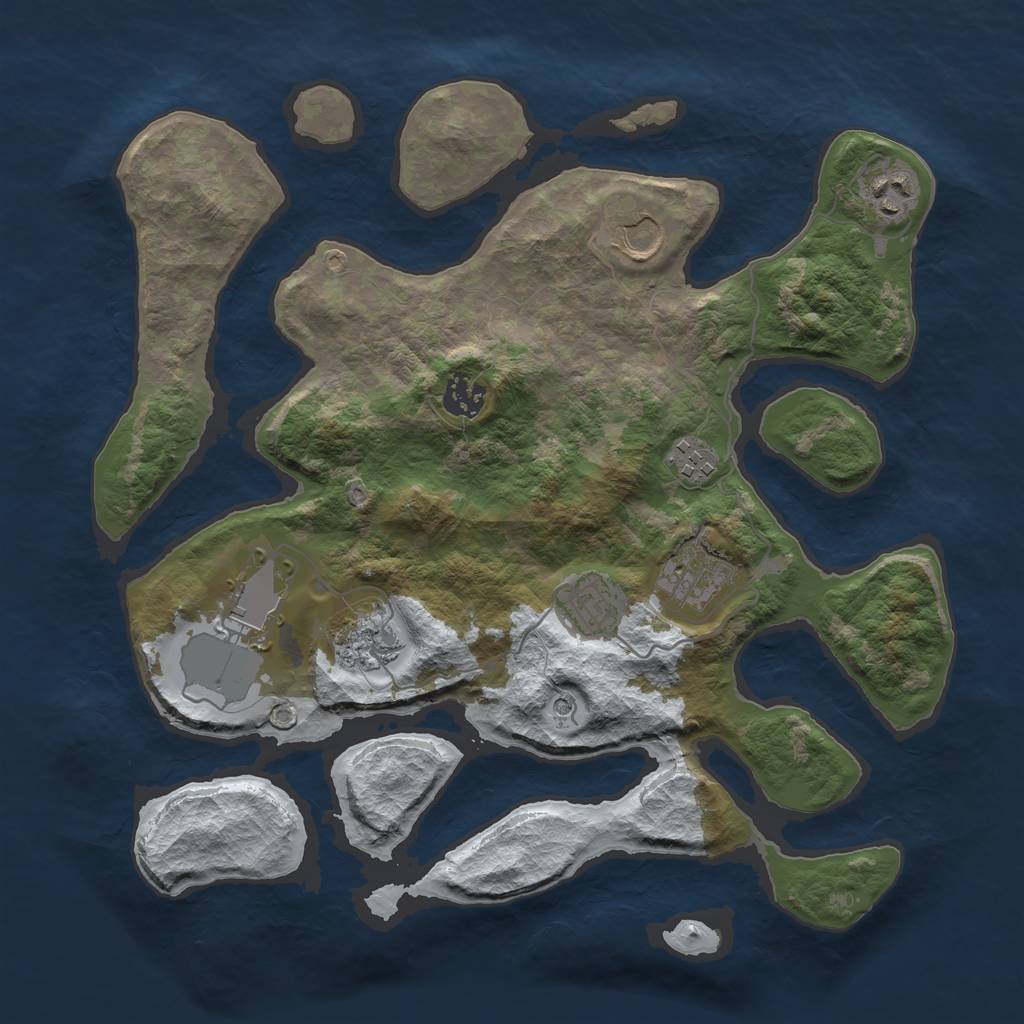 Rust Map: Barren, Size: 3500, Seed: 6141999, 11 Monuments