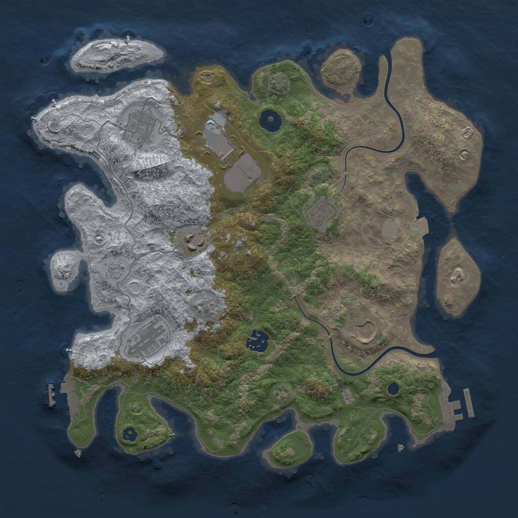 Rust Map: Procedural Map, Size: 3550, Seed: 225601, 12 Monuments