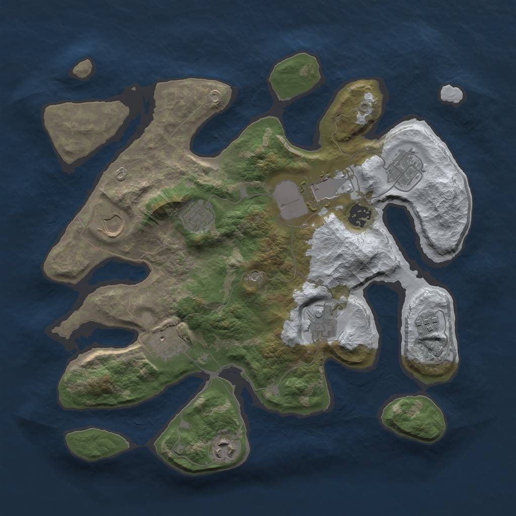 Rust Map: Barren, Size: 3500, Seed: 2176810, 12 Monuments