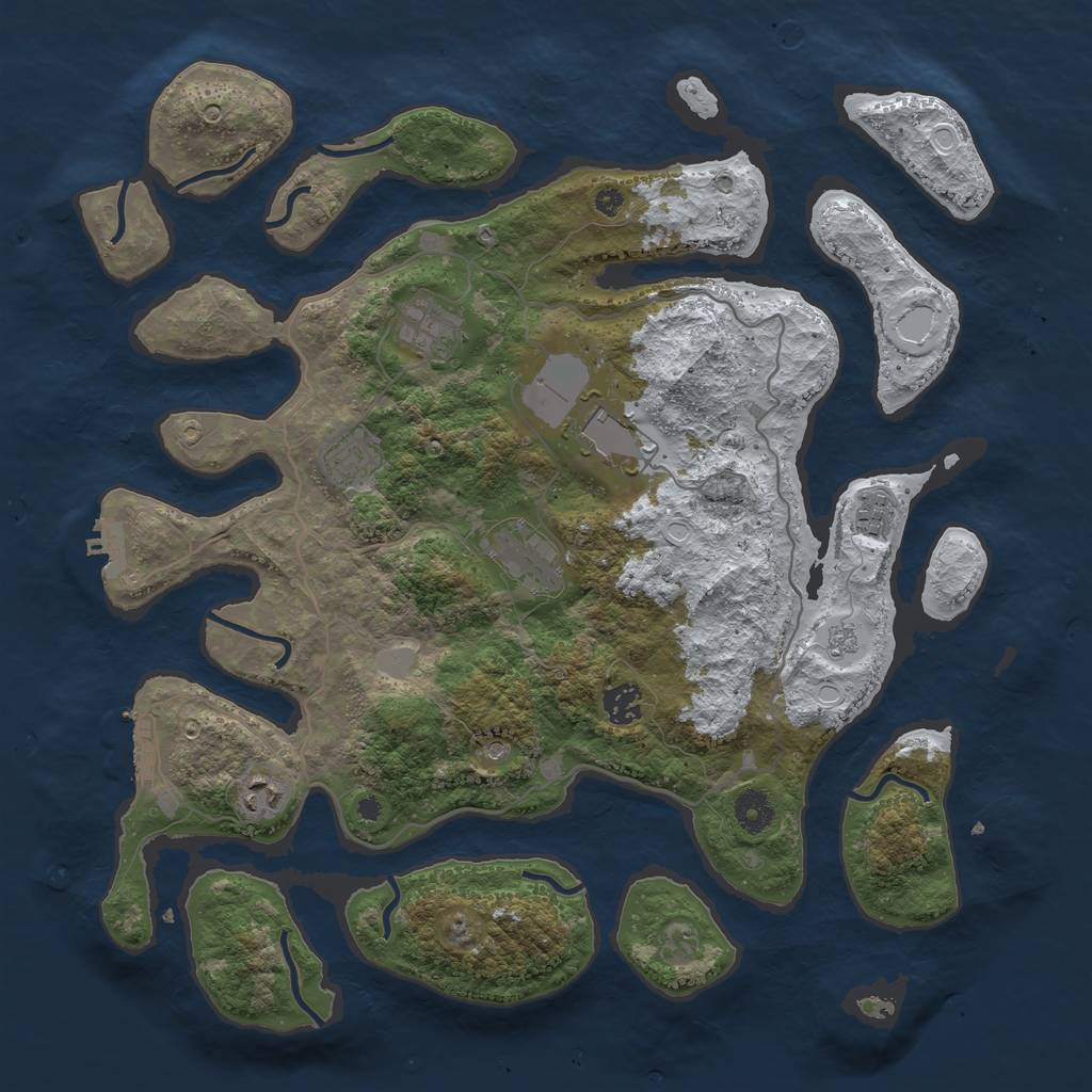 Rust Map: Procedural Map, Size: 4000, Seed: 3677964, 16 Monuments