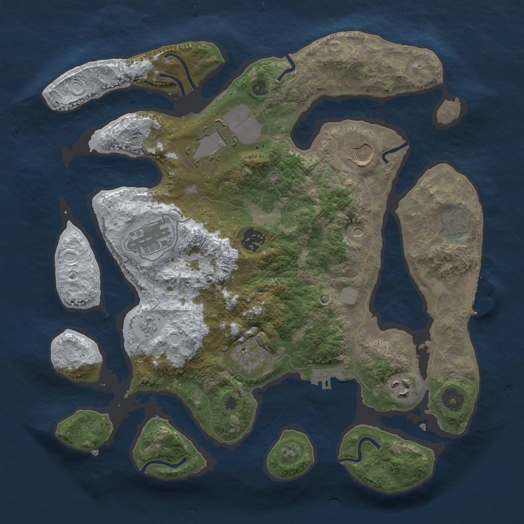 Rust Map: Procedural Map, Size: 3500, Seed: 3565748, 16 Monuments