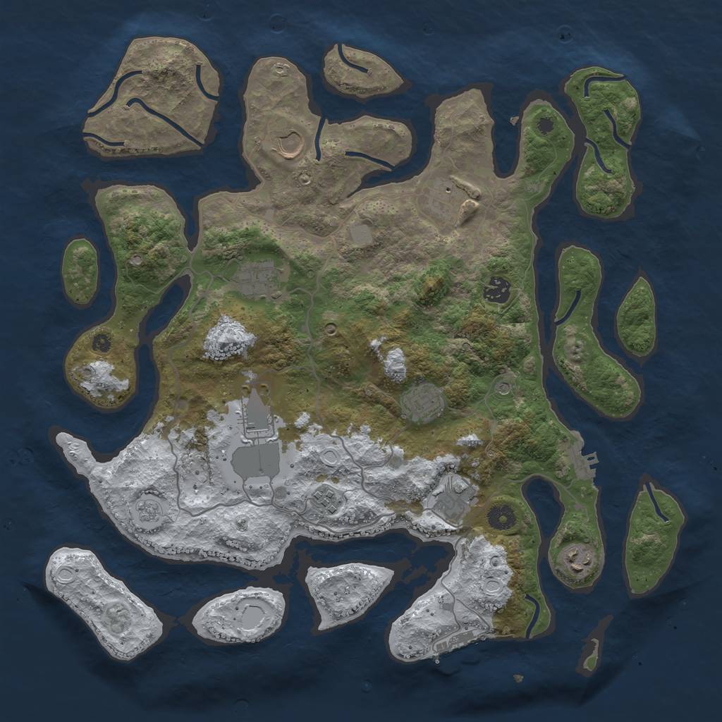 Rust Map: Procedural Map, Size: 4000, Seed: 4122240, 18 Monuments