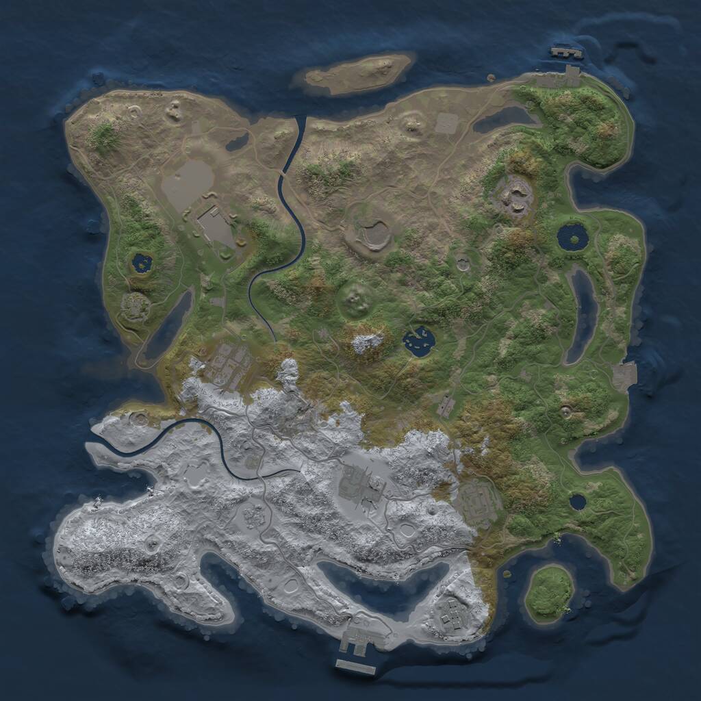 Rust Map: Procedural Map, Size: 3550, Seed: 5221508, 14 Monuments