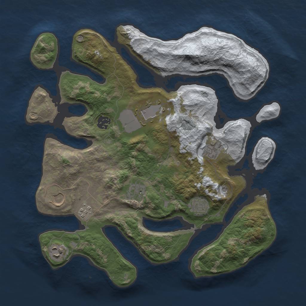 Rust Map: Barren, Size: 3500, Seed: 4020964, 11 Monuments