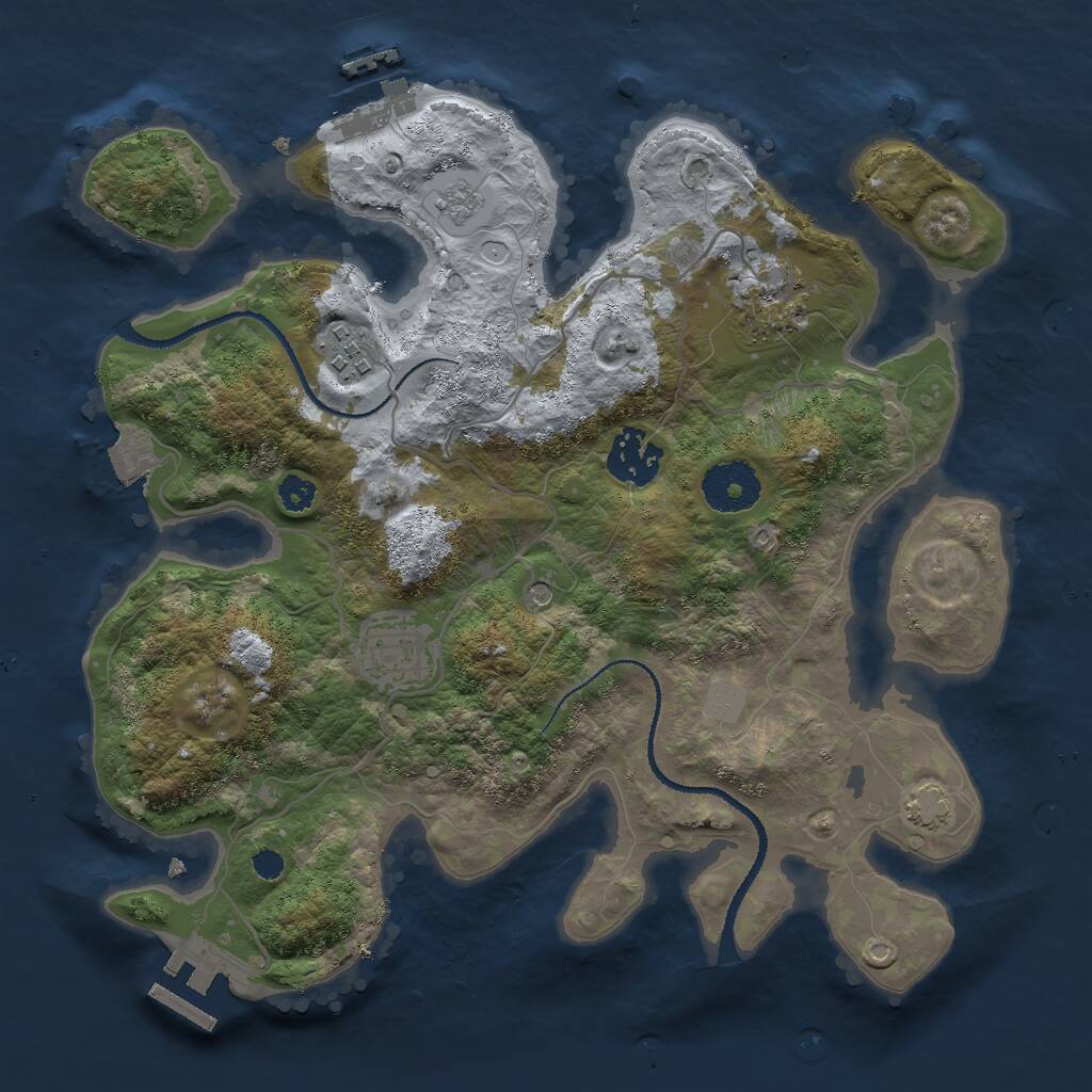 Rust Map: Procedural Map, Size: 3000, Seed: 124312, 10 Monuments