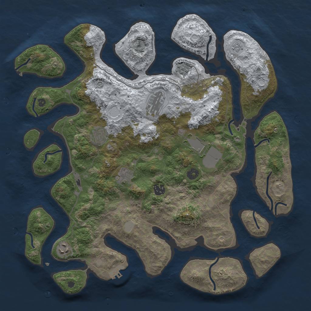Rust Map: Procedural Map, Size: 4000, Seed: 666666, 15 Monuments