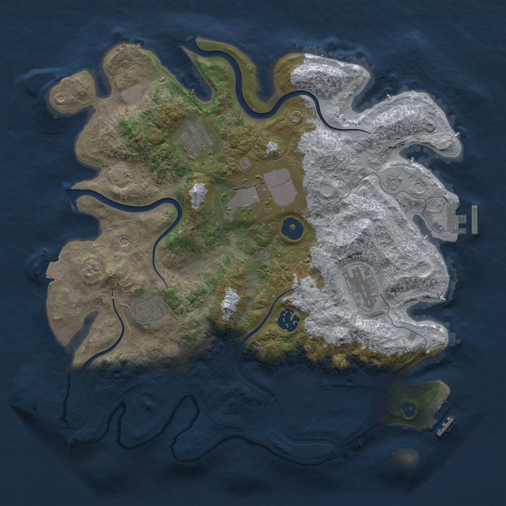 Rust Map: Procedural Map, Size: 3550, Seed: 1559815, 12 Monuments