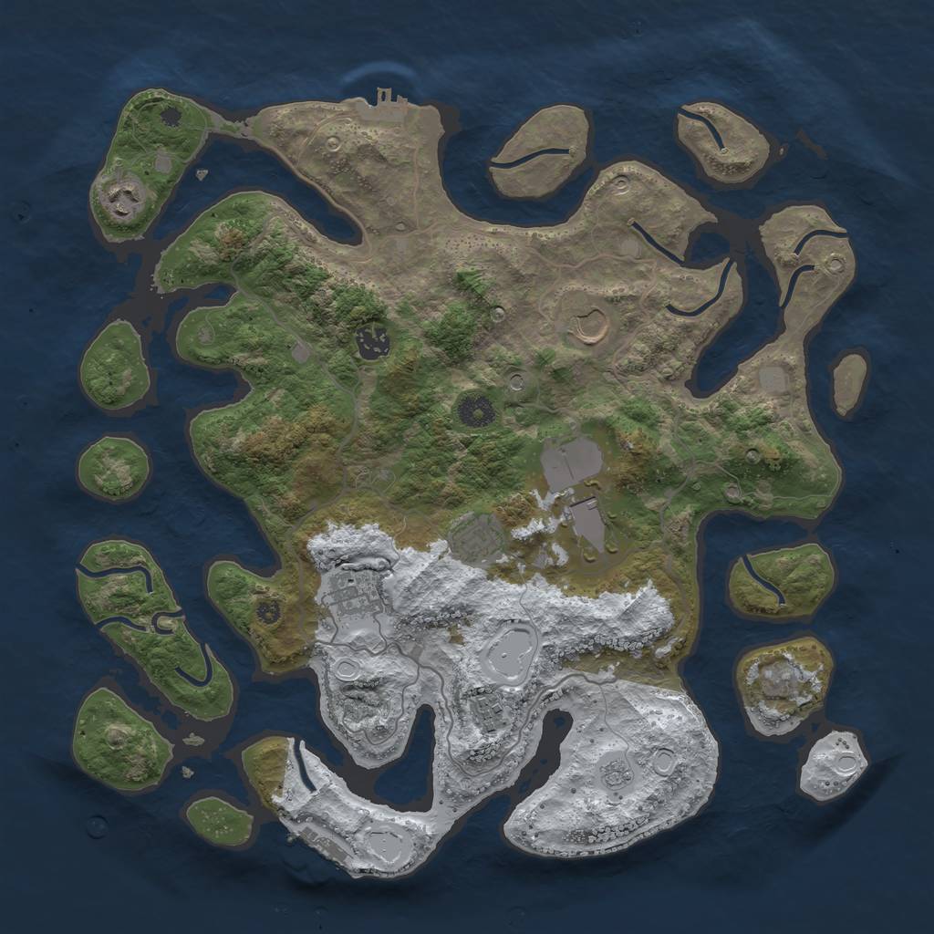Rust Map: Procedural Map, Size: 4000, Seed: 600345116, 16 Monuments