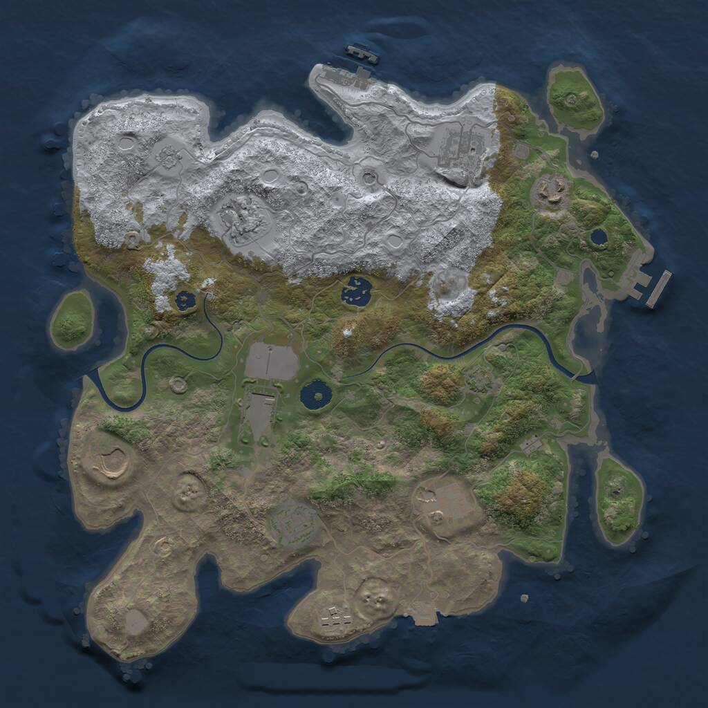 Rust Map: Procedural Map, Size: 3550, Seed: 1193324, 15 Monuments