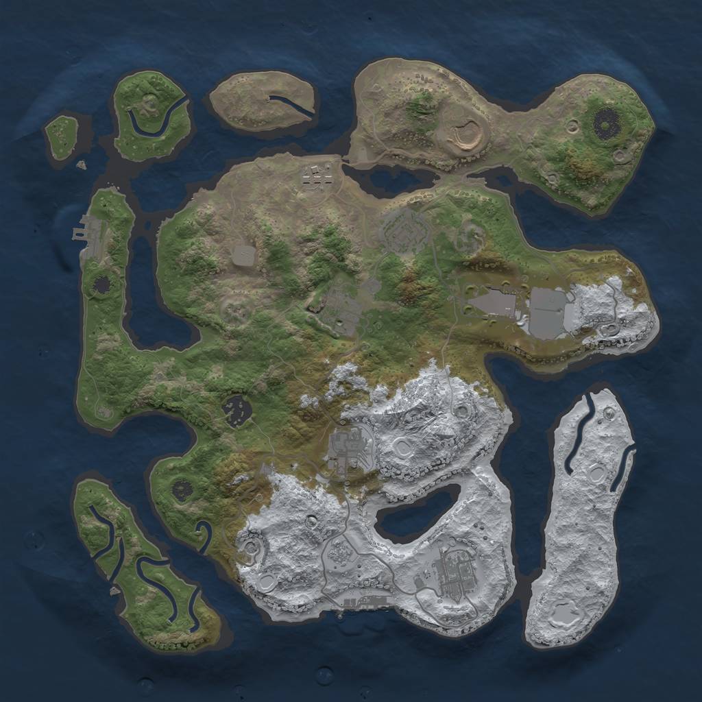 Rust Map: Procedural Map, Size: 3550, Seed: 3478930, 17 Monuments