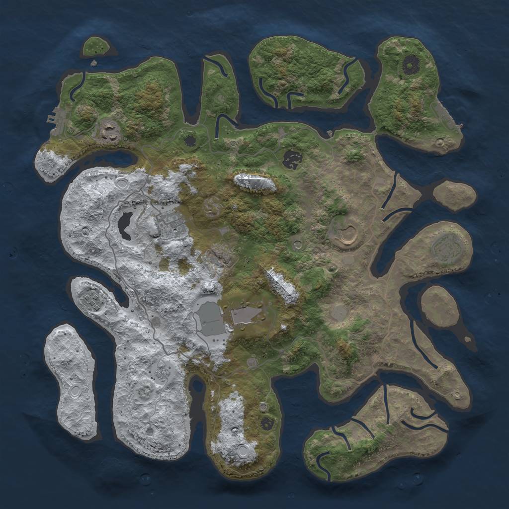 Rust Map: Procedural Map, Size: 4000, Seed: 2439155, 16 Monuments