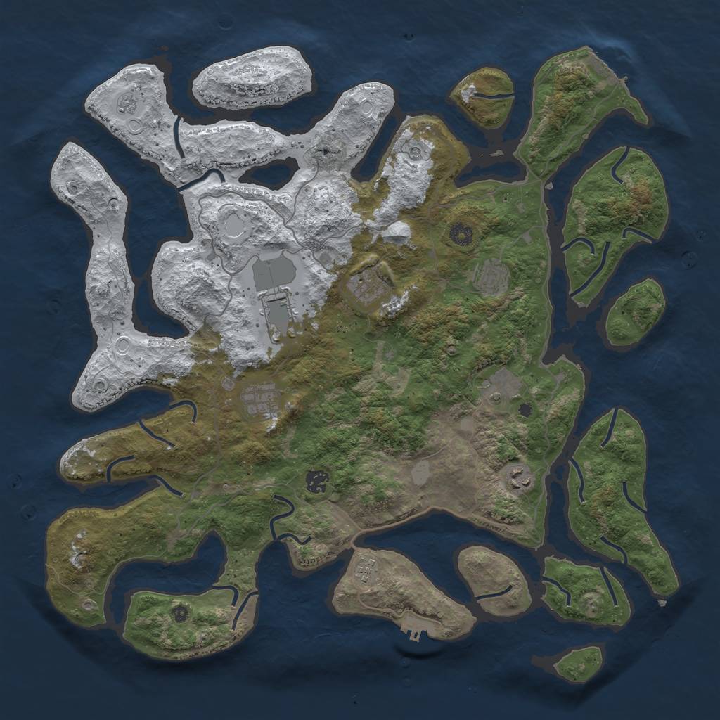 Rust Map: Procedural Map, Size: 4500, Seed: 2074231, 17 Monuments