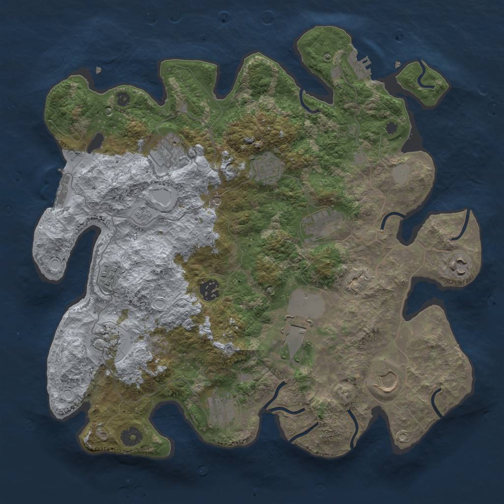 Rust Map: Procedural Map, Size: 3700, Seed: 4872278, 19 Monuments