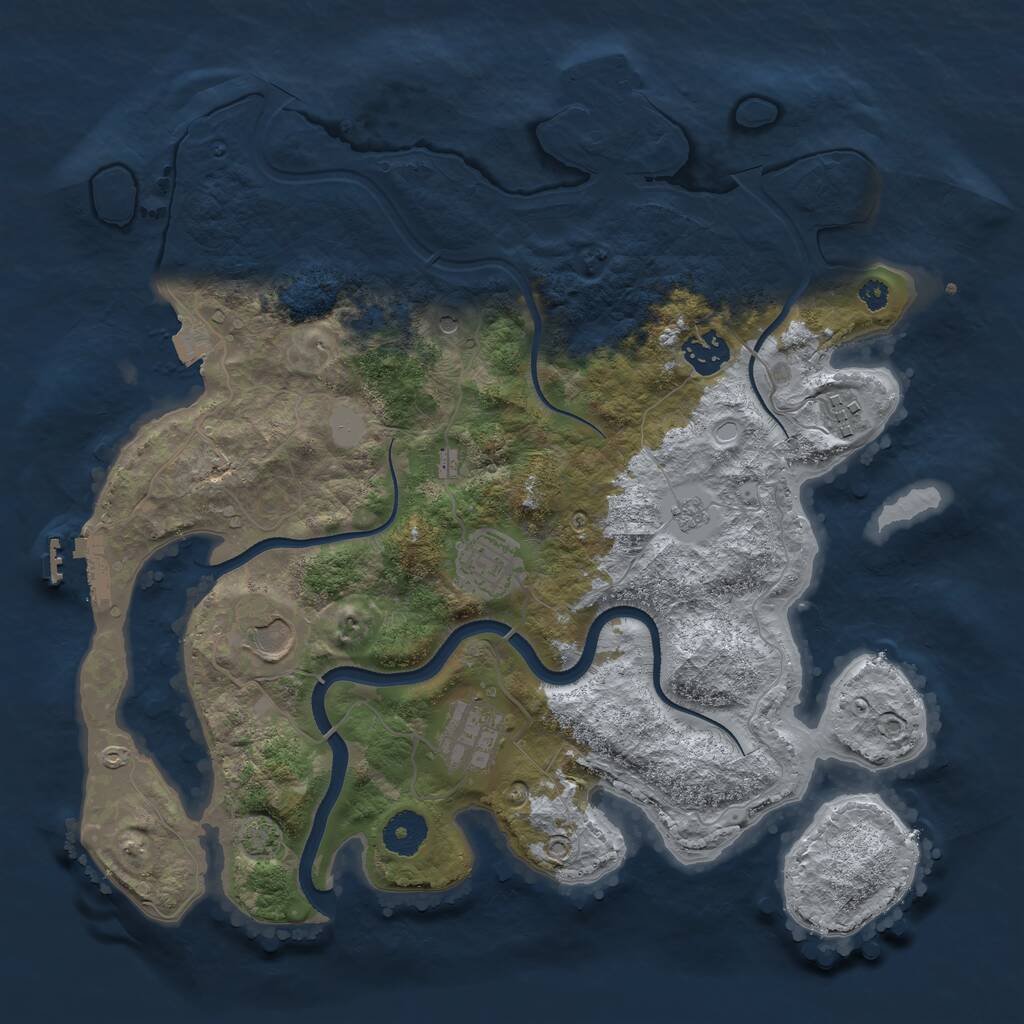 Rust Map: Procedural Map, Size: 3500, Seed: 46329, 11 Monuments