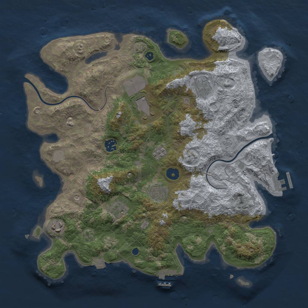 Rust Map: Procedural Map, Size: 3700, Seed: 1438761783, 13 Monuments