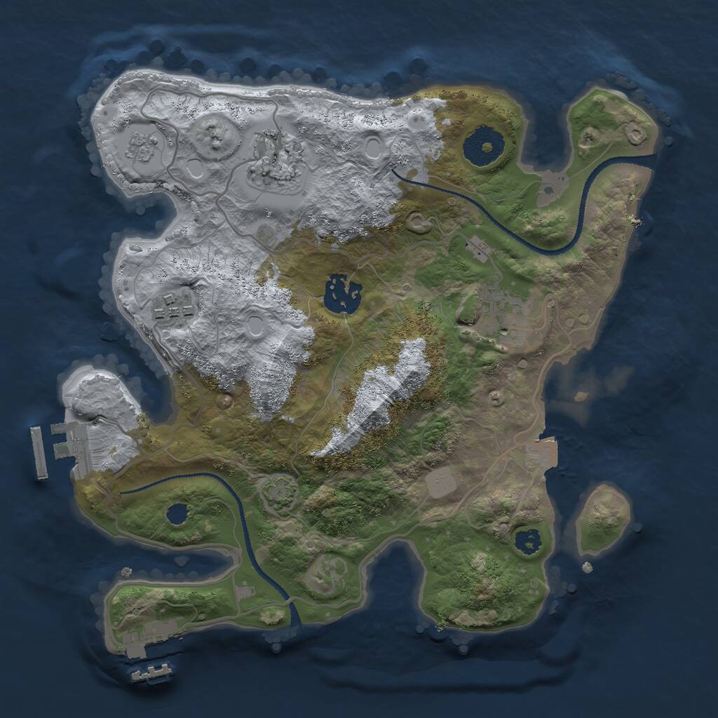 Rust Map: Procedural Map, Size: 2750, Seed: 1495894353, 9 Monuments