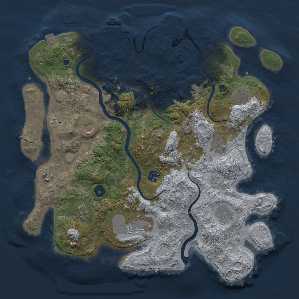 Rust Map: Procedural Map, Size: 3950, Seed: 1768632798, 18 Monuments
