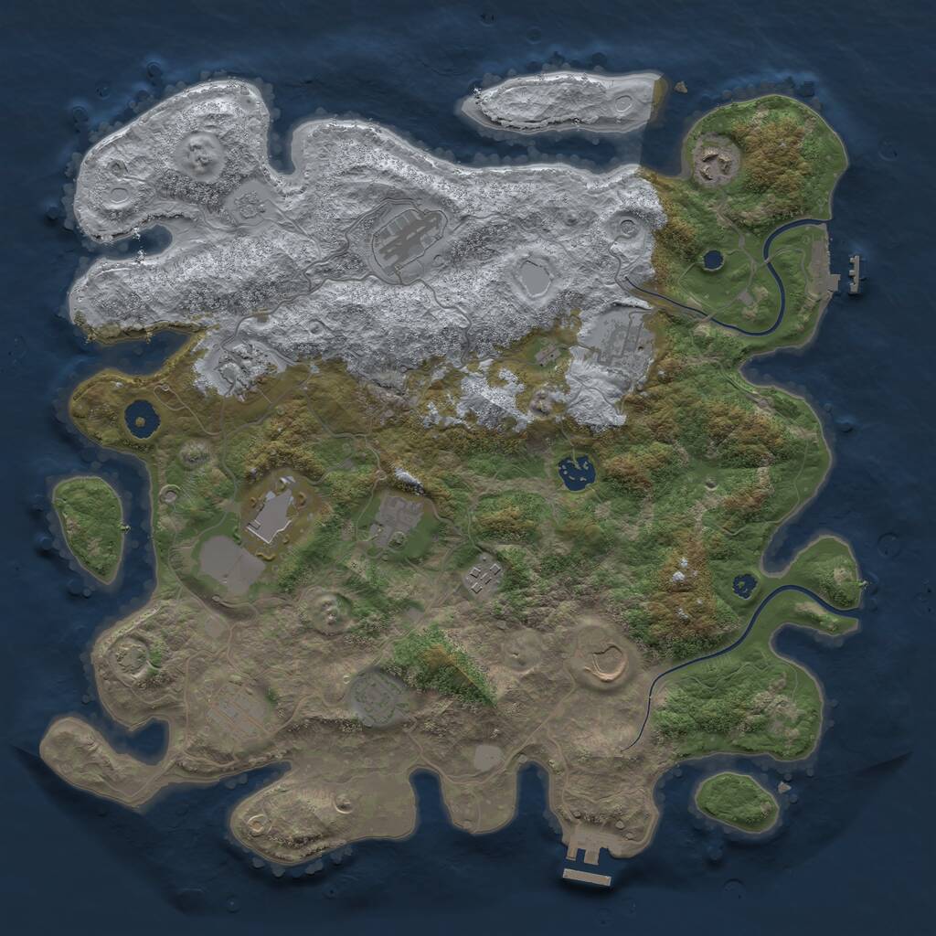 Rust Map: Procedural Map, Size: 3950, Seed: 582078859, 17 Monuments