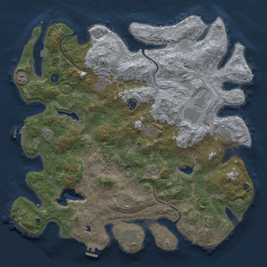 Rust Map: Procedural Map, Size: 4500, Seed: 1774045, 16 Monuments