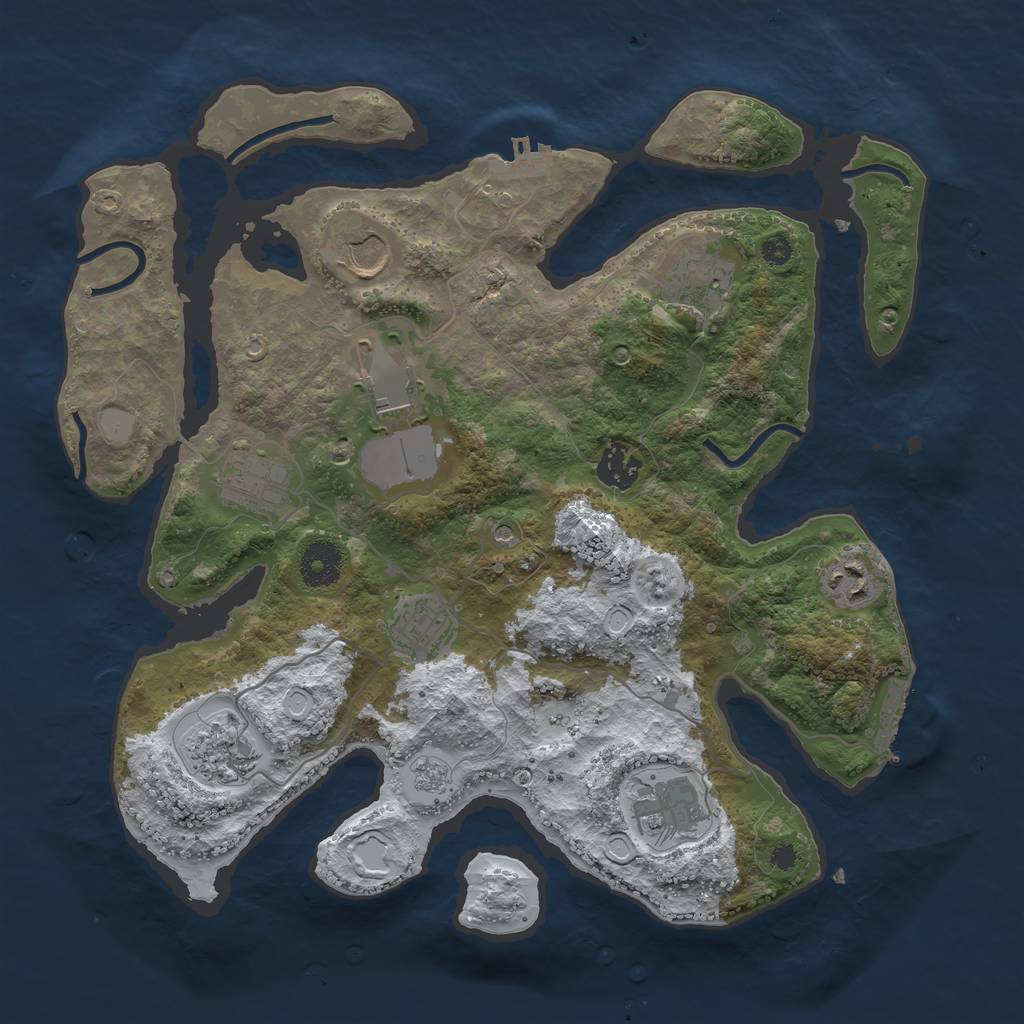 Rust Map: Procedural Map, Size: 3500, Seed: 127686375, 18 Monuments