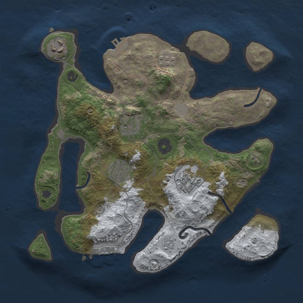 Rust Map: Procedural Map, Size: 3000, Seed: 1106865594, 14 Monuments