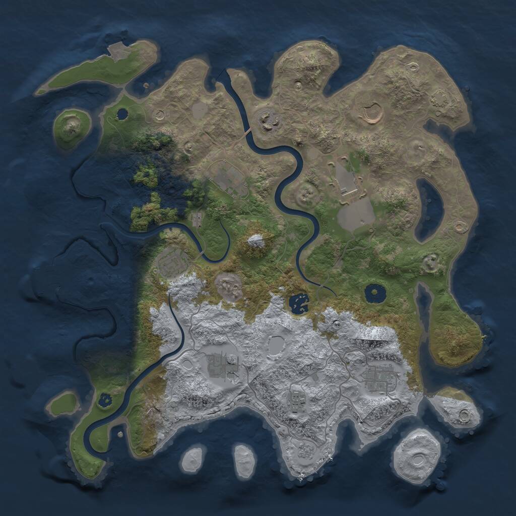 Rust Map: Procedural Map, Size: 3700, Seed: 216162777, 14 Monuments