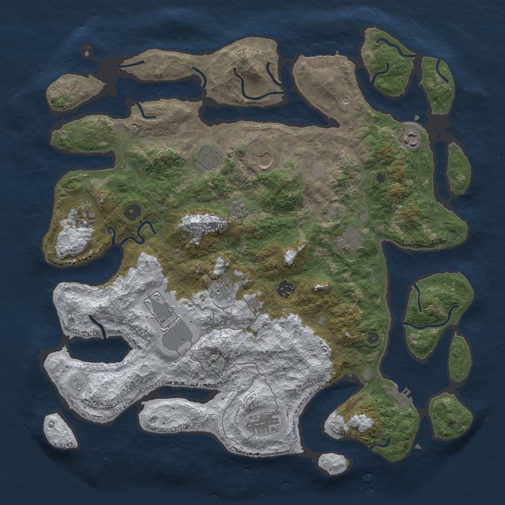Rust Map: Procedural Map, Size: 4500, Seed: 650186665, 19 Monuments