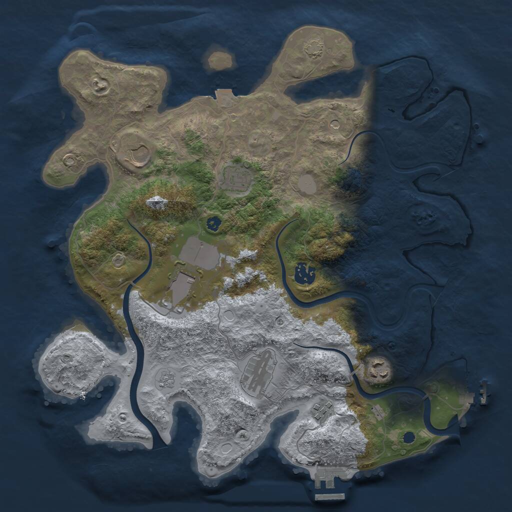 Rust Map: Procedural Map, Size: 3500, Seed: 555850755, 13 Monuments
