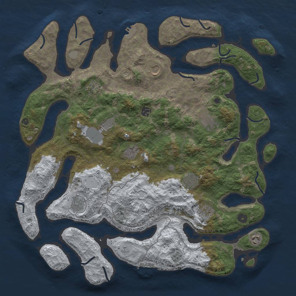 Rust Map: Procedural Map, Size: 4500, Seed: 1225649, 20 Monuments