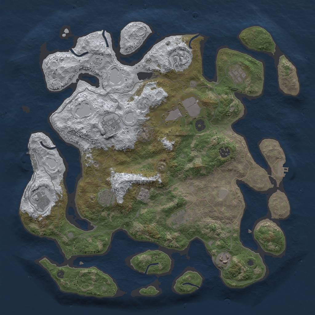 Rust Map: Procedural Map, Size: 4250, Seed: 874918490, 19 Monuments