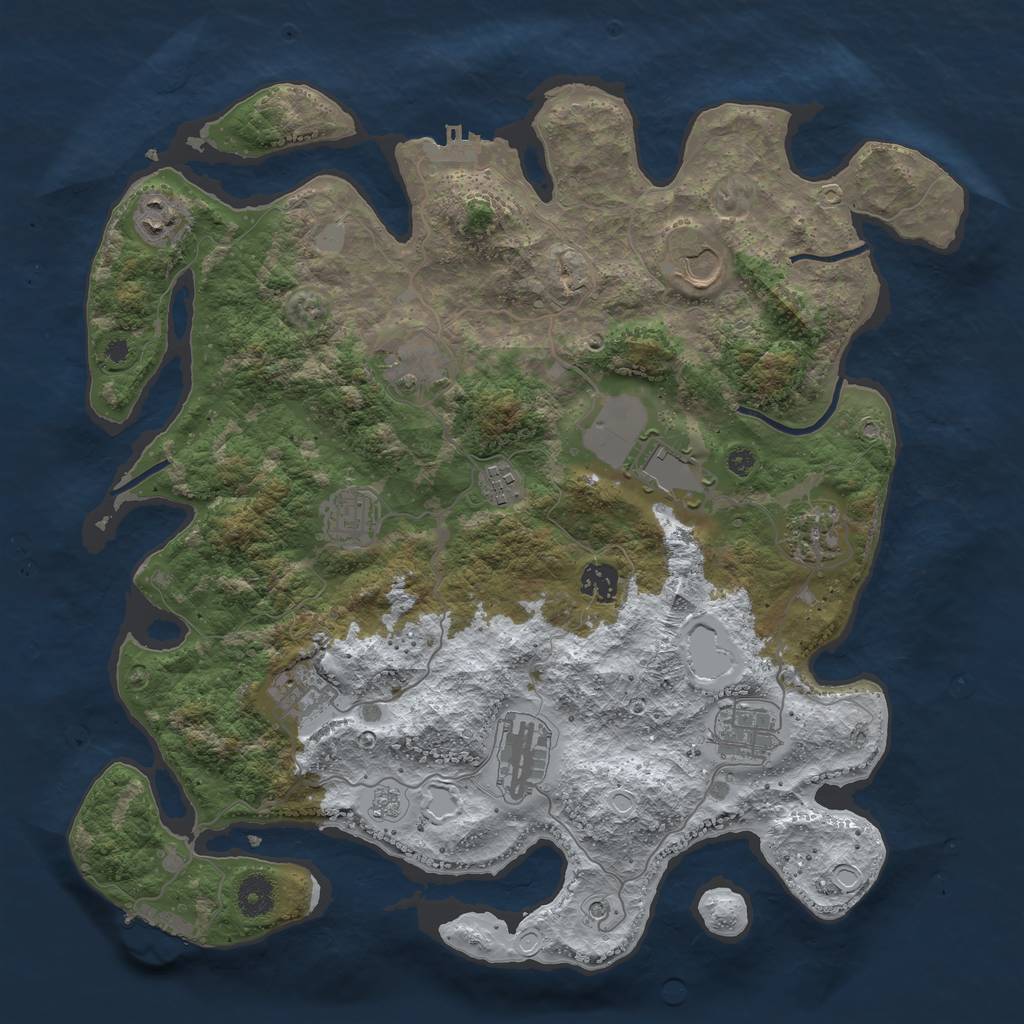 Rust Map: Procedural Map, Size: 3900, Seed: 107, 20 Monuments