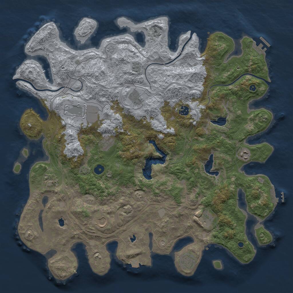 Rust Map: Procedural Map, Size: 4500, Seed: 848005, 16 Monuments