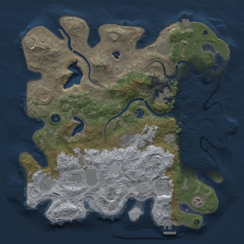 Rust Map: Procedural Map, Size: 4000, Seed: 23461, 16 Monuments